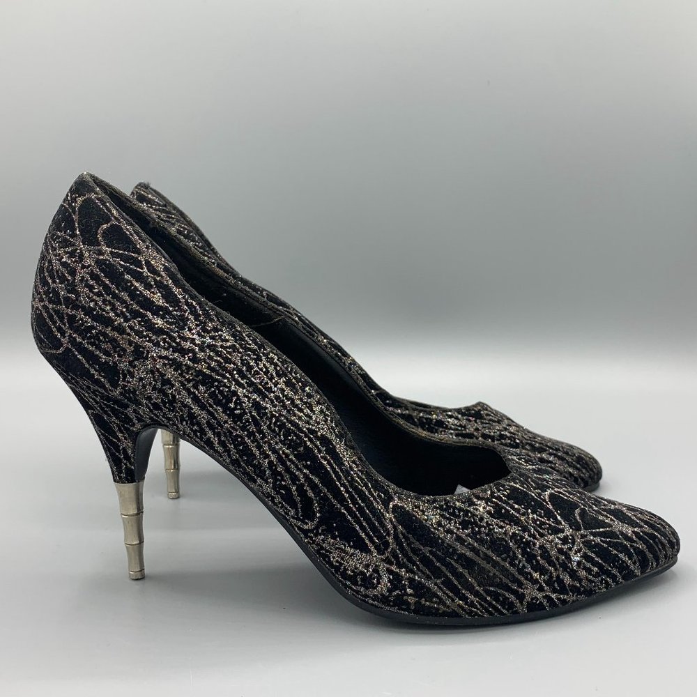 80's Vintage Black Pumps in Suede (38)  - FL-SH-071